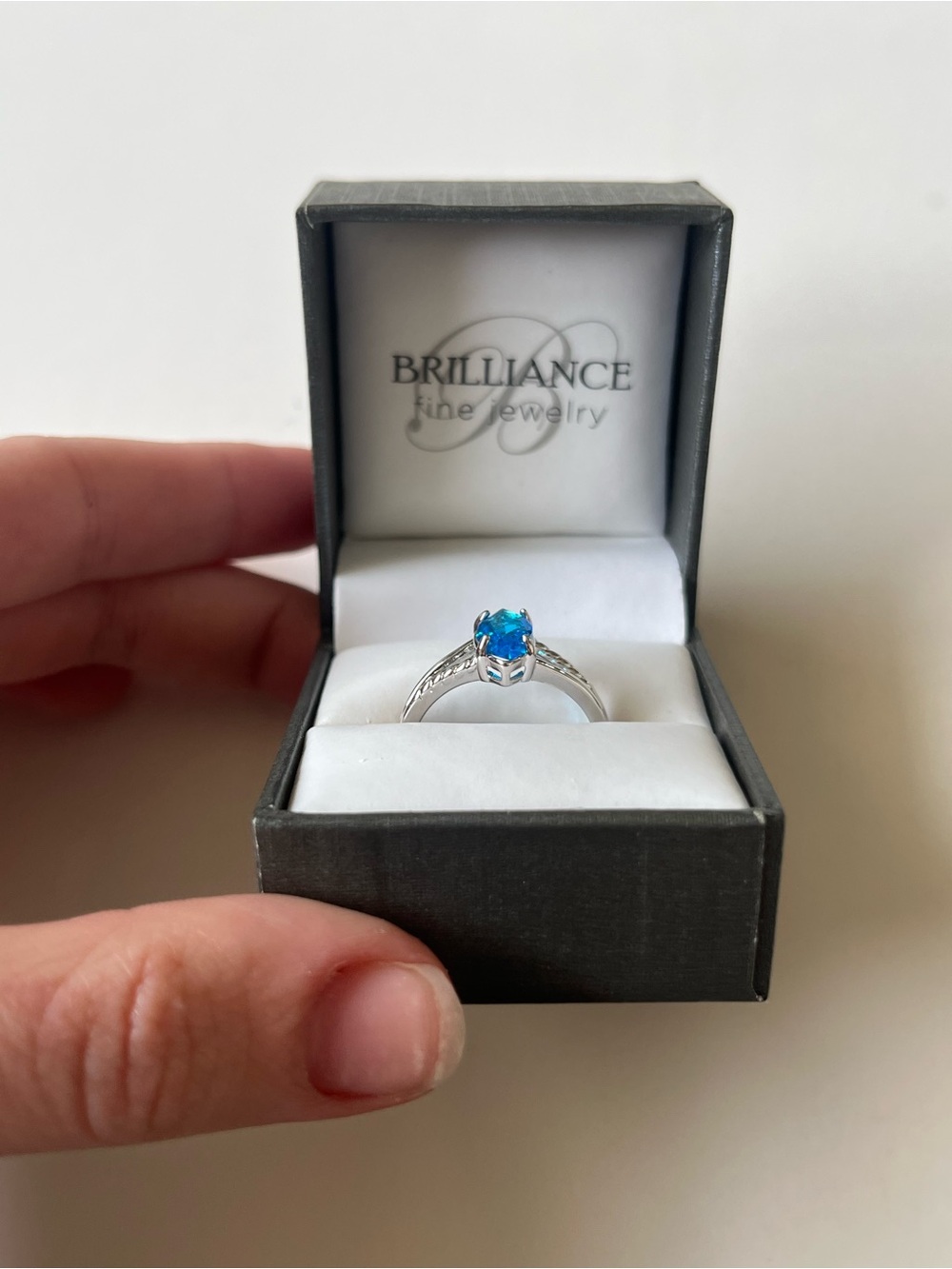 Never worn- Sterling Silver Blue Marquise Gemstone Ring size 9 - Picture 2 of 3